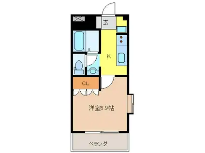 アーバンハウス柏森(1K/2階)の間取り写真