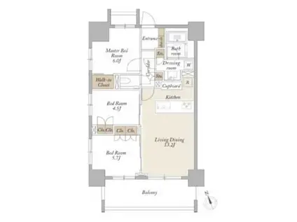 ライトテラス新宿御苑(3LDK/6階)の間取り写真