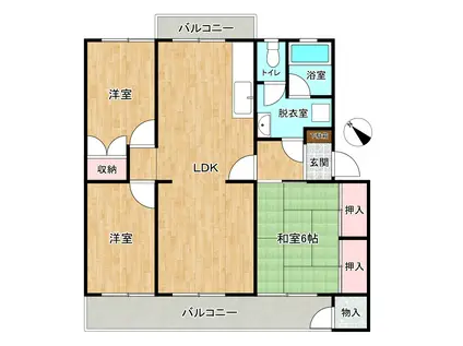 エメラルドタウン本城 J棟(3LDK/3階)の間取り写真
