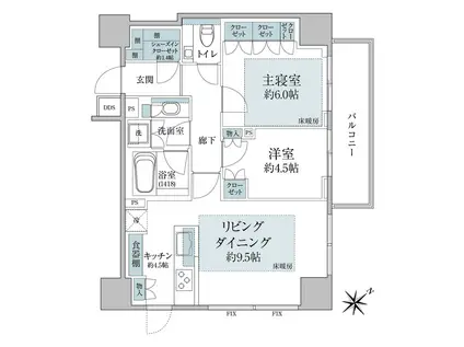 溜池山王   高層階 アクセス良好 2LDK(2LDK/11階)の間取り写真