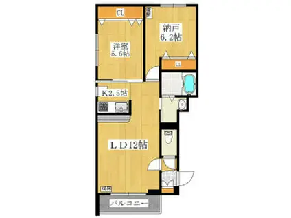 I CERA 北32条(2LDK/1階)の間取り写真