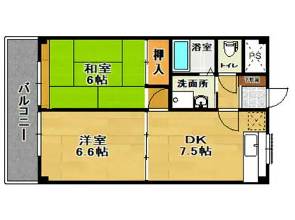 プルミエール香久池公園(2DK/3階)の間取り写真