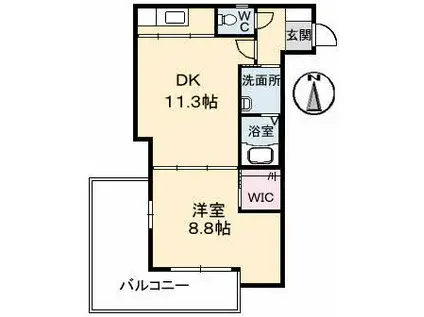 SCENE砂子(1LDK/2階)の間取り写真