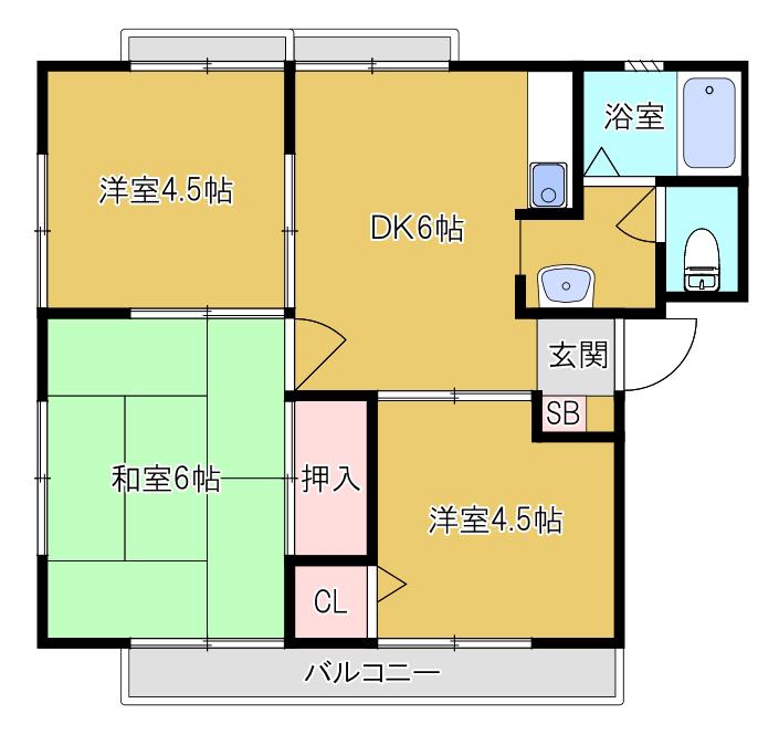 志木グリーンハイツ(3DK/2階)の間取り写真