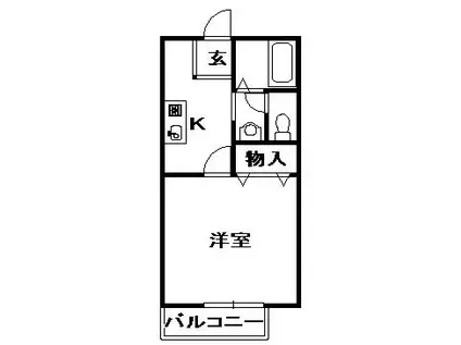 ラフィーネ三田(1K/2階)の間取り写真