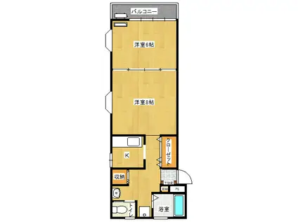 東光ハイツII(2K/4階)の間取り写真