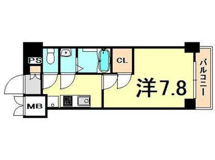 エスプレイス神戸グレース(1K/2階)の間取り写真