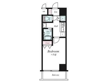 ルーブル中目黒(1K/1階)の間取り写真