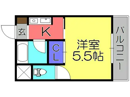 ウイングヴィーナス東陽(1K/2階)の間取り写真