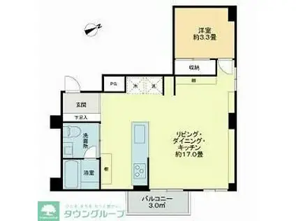 パレドール蒲田(ワンルーム/1階)の間取り写真