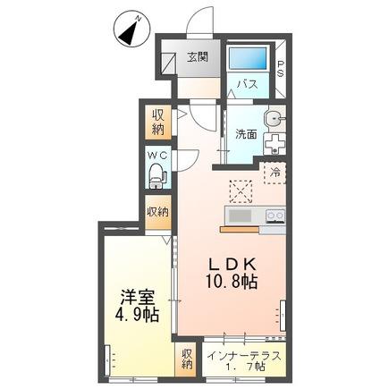 リバティコートH&M V(1LDK/1階)の間取り写真