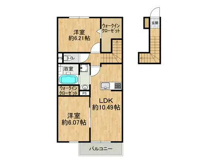 ルミナス・シャトー(2LDK/2階)の間取り写真