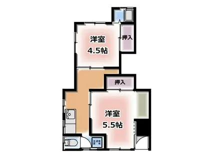 ゆき荘(2K/2階)の間取り写真