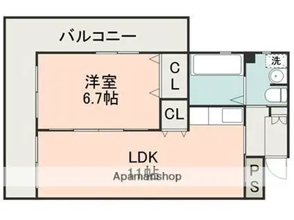 サンセール月出(1LDK/6階)の間取り写真