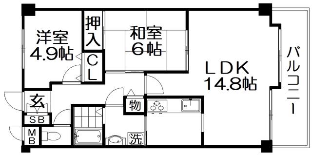 アズステーション星田(2LDK/4階)の間取り写真