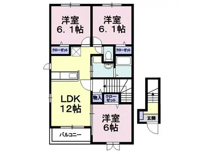 ソレアードIII(3LDK/2階)の間取り写真