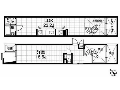 匠空KYOUMACHIBORI(1LDK/1階)の間取り写真