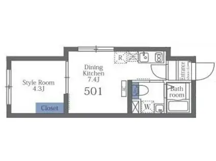 大森西テラス(1DK/5階)の間取り写真