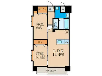 ルファール中井(2LDK/2階)の間取り写真