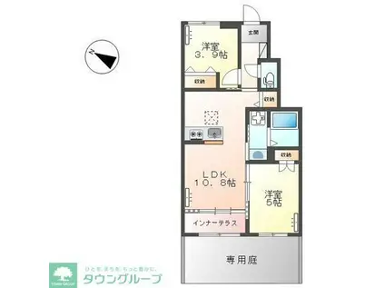 ブルークラウドB(2LDK/1階)の間取り写真