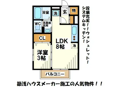 プランドール(1LDK/1階)の間取り写真