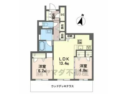 BELL WOOD 箕面如意谷(2LDK/1階)の間取り写真