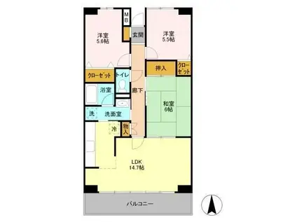 ルーチェ緑が丘B(3LDK/2階)の間取り写真