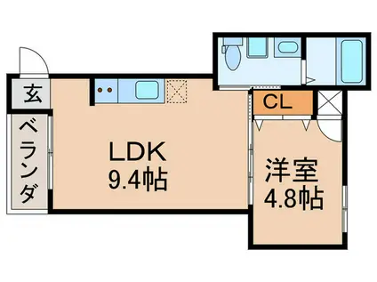 Fメゾン遠里小野(1LDK/3階)の間取り写真