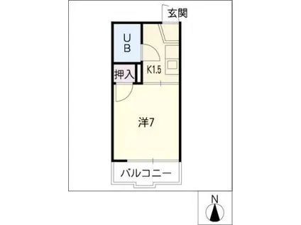 ボーヌング明和(1K/2階)の間取り写真