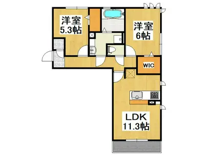 ロイジェントパークスレイクタウンII K(2LDK/1階)の間取り写真