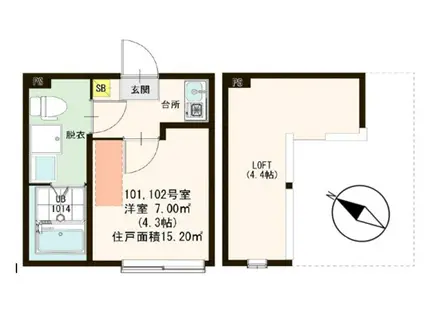 グラシア金町(1K/1階)の間取り写真