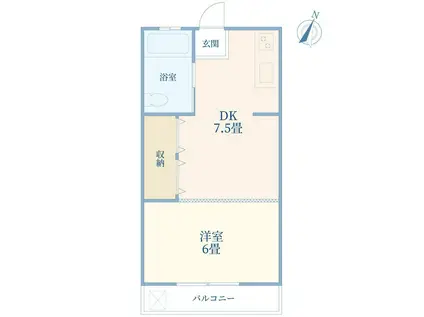 東武東上線 志木駅 徒歩8分 5階建 築58年(1DK/3階)の間取り写真