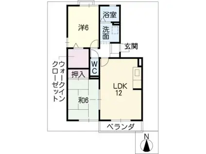 SUN FREA A棟(2LDK/1階)の間取り写真