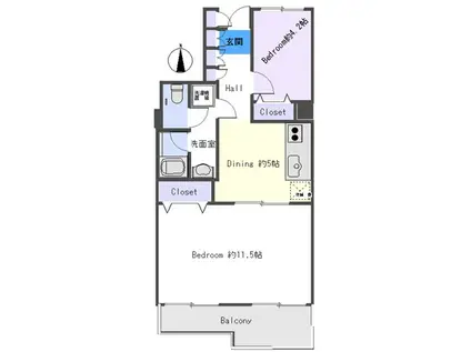 クレスト南浦和505(2DK/5階)の間取り写真