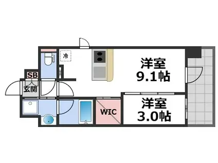 レオンヴァリエ長堀通(1LDK/9階)の間取り写真