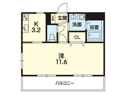 ハピネス九品寺(1K/4階)の間取り写真