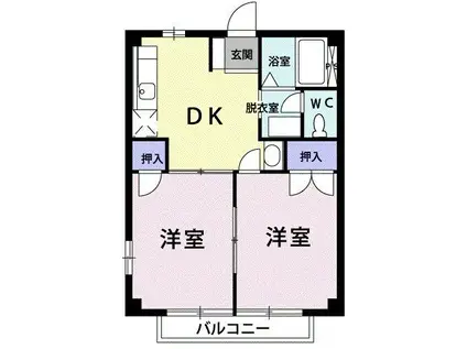 リヒトハイツゆめみ野Ⅰ(2DK/2階)の間取り写真