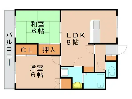 リバーサイド多の津(2LDK/2階)の間取り写真
