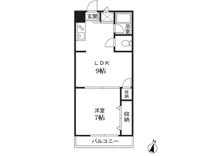 二子田園マンション(1LDK/3階)の間取り写真