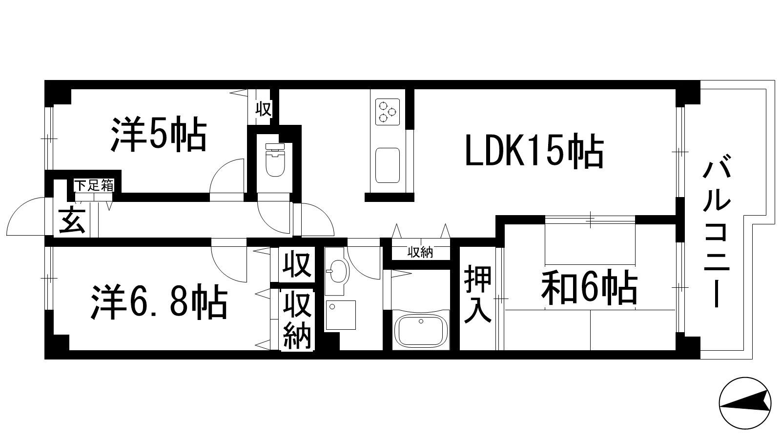 ラ・ビスタ宝塚エスティオⅡ番館(3LDK/11階)の間取り写真