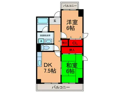 グレース長居公園(2DK/4階)の間取り写真