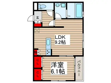 ダイワティアラ津田沼12(1LDK/2階)の間取り写真