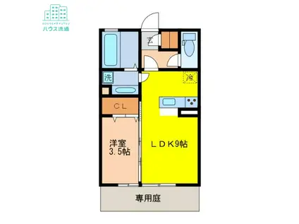 リッチプルメリア(1LDK/1階)の間取り写真