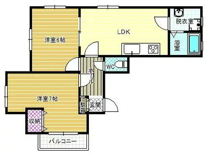 エムズ ノースヒル(2LDK/2階)の間取り写真