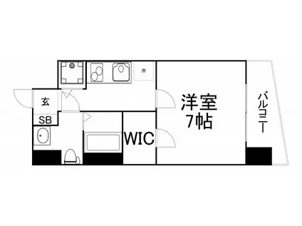 ティーズスクエア大阪城(1K/2階)の間取り写真