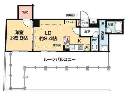 ARCOBALENO UMEYASHIKI(1LDK/5階)の間取り写真