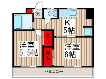プラテリア武蔵浦和(2K/3階)の間取り写真