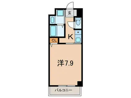 ブルーム土山(1K/4階)の間取り写真