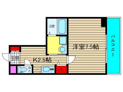 オーロラ・タワー難波(1K/7階)の間取り写真