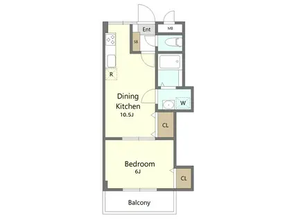 サニーパレス(1DK/2階)の間取り写真